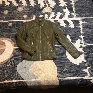 Olive Green Faux Leather Jacket